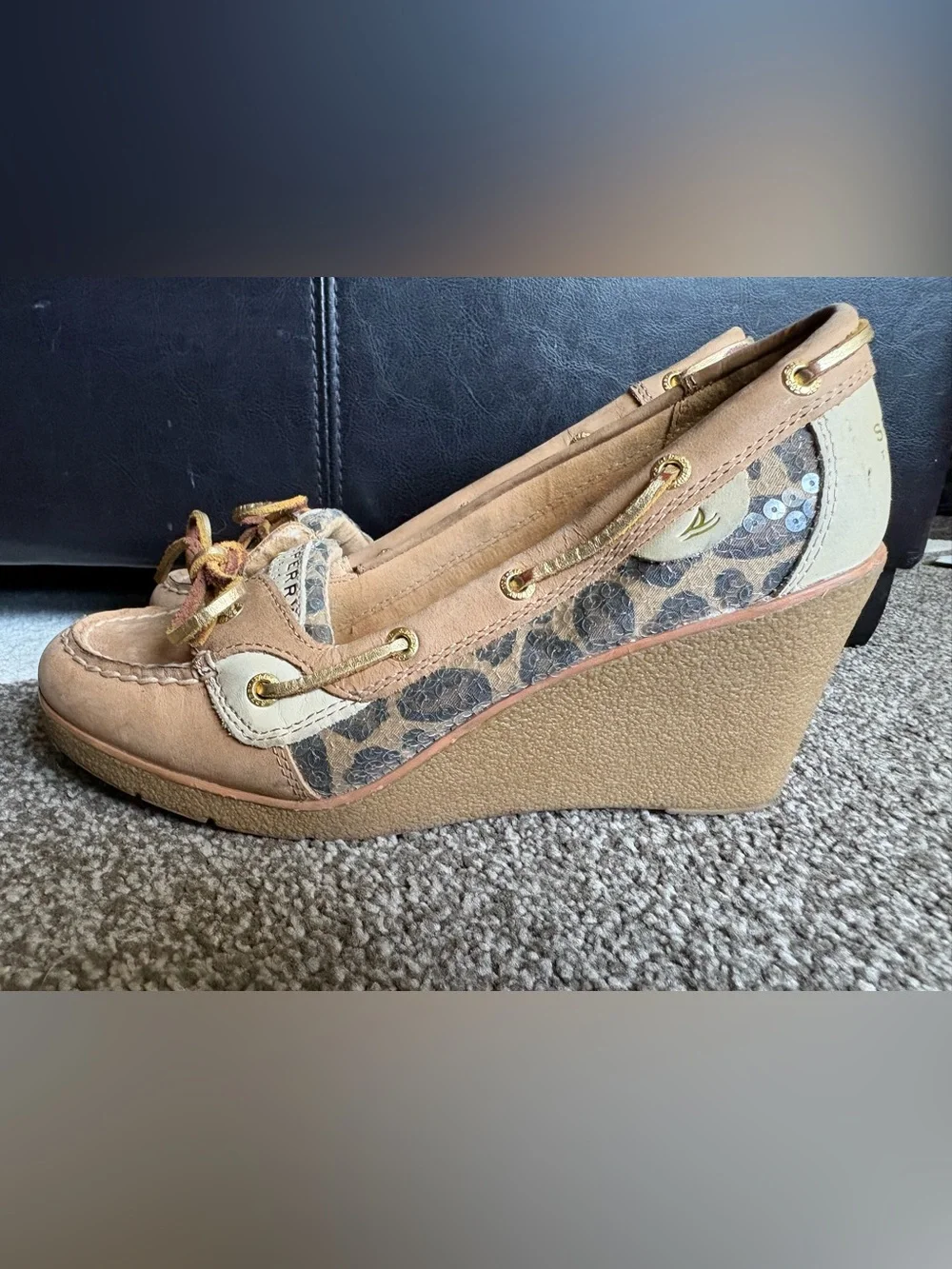 SPERRY Topsider Goldfish Heel Boat Shoe Wedge - 9